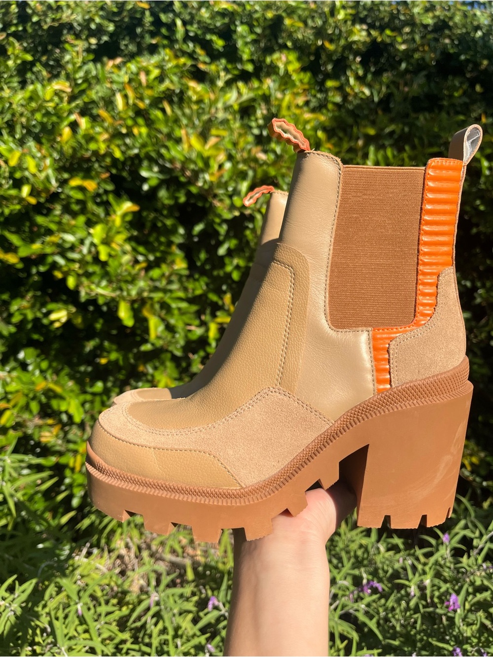 Steve Madden Rumble Tan Leather Platform Boot Lug Sole Chunky 6.5